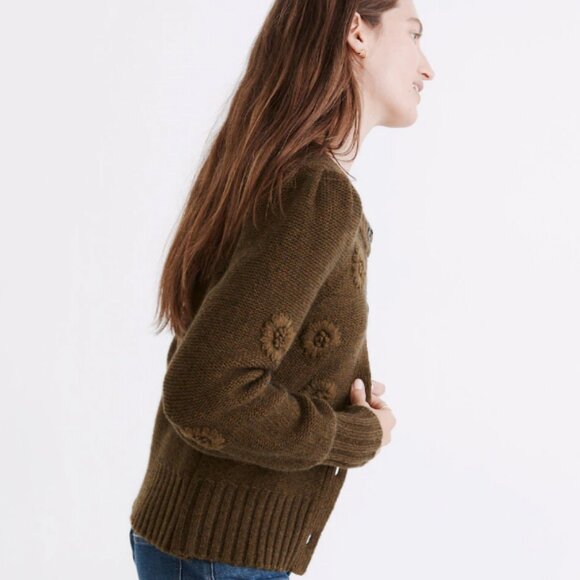Madewell Embroidered Edencroft Pleat-Sleeve Cardigan Sweater - Picture 5 of 9